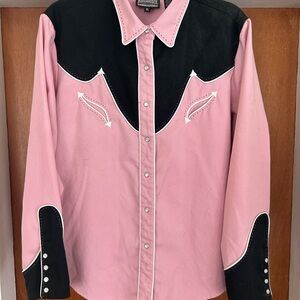 Western Style Pink and Black Blouse